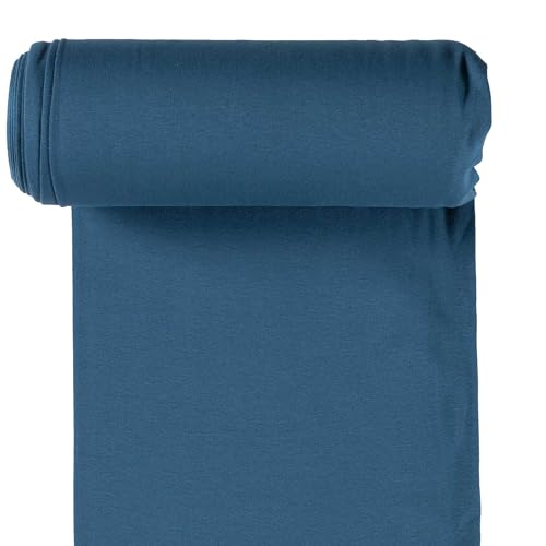 Bio Bündchenstoff Schlauchware 35(70) cm breit Meterware ab 25cm Jersey Oeko-Tex, Farbe:007 - dunkelblau von maDDma