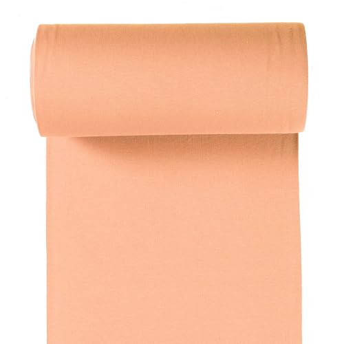 Bio Bündchenstoff Schlauchware 35(70) cm breit Meterware ab 25cm Jersey Oeko-Tex, Farbe:037 - apricot von maDDma