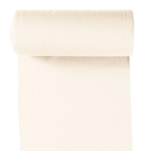 Bio Bündchenstoff Schlauchware 35(70) cm breit Meterware ab 25cm Jersey Oeko-Tex, Farbe:051 - creme von maDDma