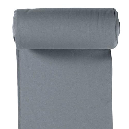 Bio Bündchenstoff Schlauchware 35(70) cm breit Meterware ab 25cm Jersey Oeko-Tex, Farbe:063 - grau von maDDma