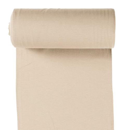 Bio Bündchenstoff Schlauchware 35(70) cm breit Meterware ab 25cm Jersey Oeko-Tex, Farbe:153 - sand von maDDma