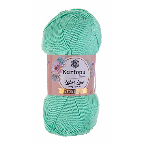 Glitzerwolle Kartopu Lotus Lux 100g Strickgarn Wolle mit Glitzer Oeko Tex Glitzergarn Sommer, Farbe:K507 mintgrün von maDDma