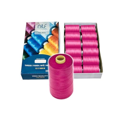 Nähgarn Polyester 12 Spulen 40/2 120er je 1000m Allesnäher Sortiment Farbwahl, Farbe:A564 pink von maDDma