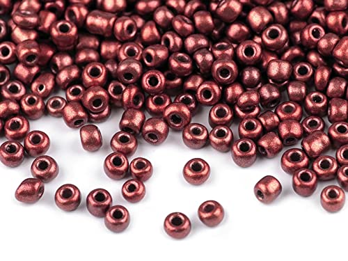 Rocailles Glasperlen metallic 50g Größe 8/0 3mm Perlen fädeln Schmuck basteln, Farbe:altrosa metallic von maDDma