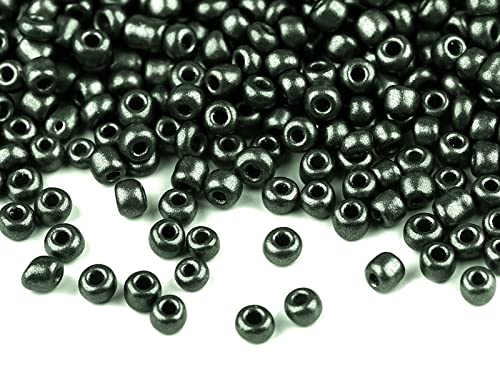 Rocailles Glasperlen metallic 50g Größe 8/0 3mm Perlen fädeln Schmuck basteln, Farbe:dunkelgrün metallic von maDDma