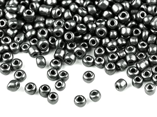 Rocailles Glasperlen metallic 50g Größe 8/0 3mm Perlen fädeln Schmuck basteln, Farbe:grau metallic von maDDma