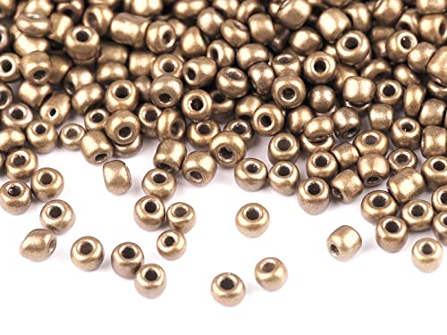 Rocailles Glasperlen metallic 50g Größe 8/0 3mm Perlen fädeln Schmuck basteln, Farbe:hellbraun metallic von maDDma