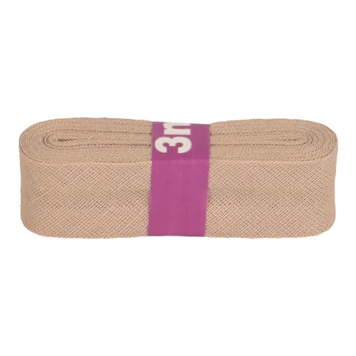 Schrägband 3m x 20mm Baumwolle gefalzt 60 Farben Einfassband Saumband, Farbe:800341 hellbeige von maDDma