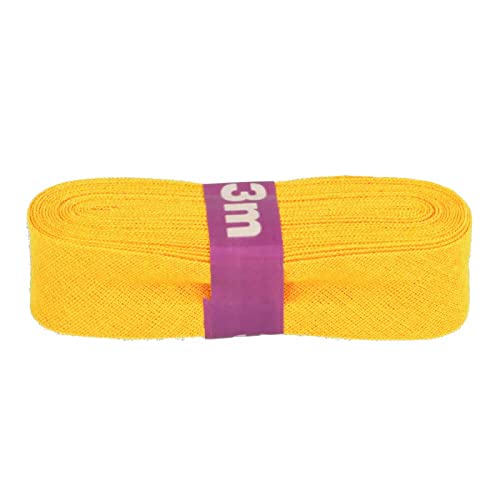 Schrägband 3m x 20mm Baumwolle gefalzt 60 Farben Einfassband Saumband, Farbe:645 mango von maDDma