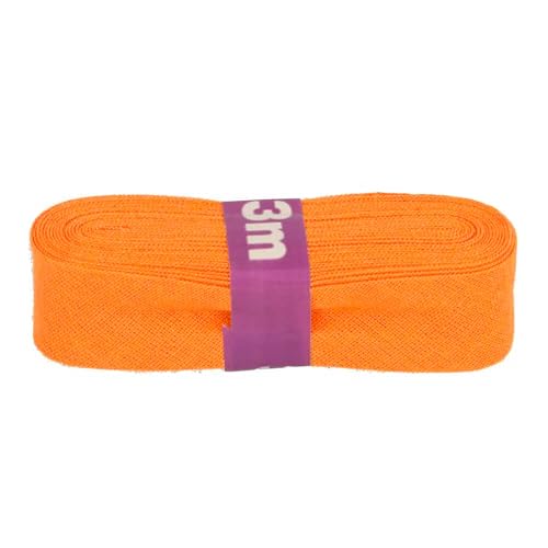 Schrägband 3m x 20mm Baumwolle gefalzt Einfassband Saumband Farbwahl, Farbe:658 hellorange von maDDma