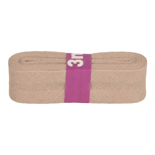 Schrägband 3m x 20mm Baumwolle gefalzt Einfassband Saumband Farbwahl, Farbe:800888 beige von maDDma