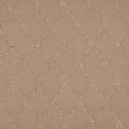 Steppstoff Musselin Quilt Double Gauze Stepper ab 0,5m beidseitig gesteppt wattiert Oeko-Tex, Farbe:beige von maDDma