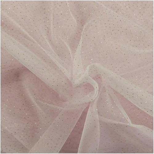 Tüll mit Glitzer Kostümstoff Fasching Royal Tüll 1 x 1,5 m Meterware Farbwahl, Farbe:012 - babyrosa/gold Tüll mit Glitzer Kostümstoff Fasching Royal Tüll 1 x 1,5 m Meterware Farbwahl, Farbe:012 - babyrosa/gold von maDDma