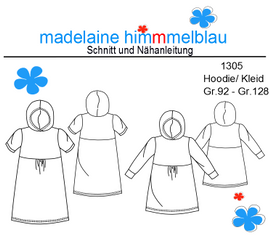 1305 Hoodie/Kleid von madelaine himmmelblau