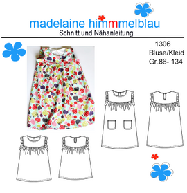 1306 Bluse/Kleid von madelaine himmmelblau