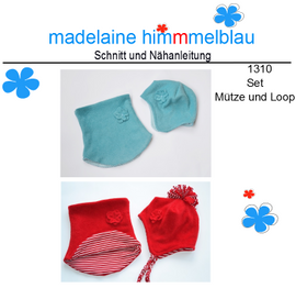 1310 Mütze und Loop von madelaine himmmelblau