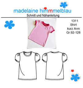 1311 Shirt kurz Arm Mädchen von madelaine himmmelblau