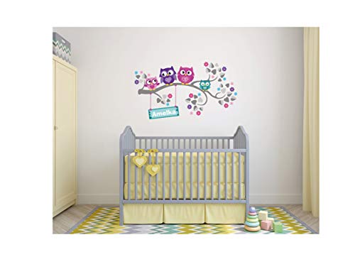 Wandtattoo kinder Babyzimmer Aufkleber Eule Eulen Wandsticker Wand Waldtiere Kinderzimmer Wandaufkleber Dekoration fürs Baby Kindergarten Baum Tiere kinderzimmer von madras24