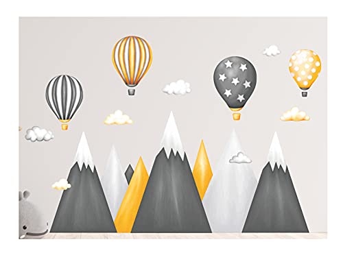 wandtattoo kinderzimmer berge Nordic Bergen Aufkleber Wandaufkleber Kind Baby Kindergarten Zimmer Gebirge luftballons Ballons Ballon Wolken Wolke Landschaft Wanddeko Baby Kinder Sticker G21XL von madras24