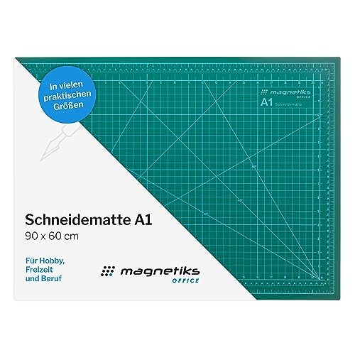 magnetiks Schneidematte DIN A1 Schneideunterlage - selbstheilend doppelseitig grün 90x60cm von magnetiks