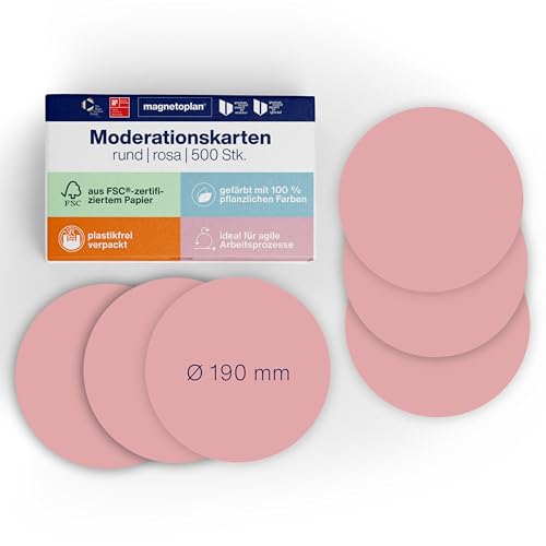 magnetoplan Moderationskarten, Rund (190 mm), Rosa, 500 Stück magnetoplan Moderationskarten, Rund (190 mm), Rosa, 500 Stück von magnetoplan