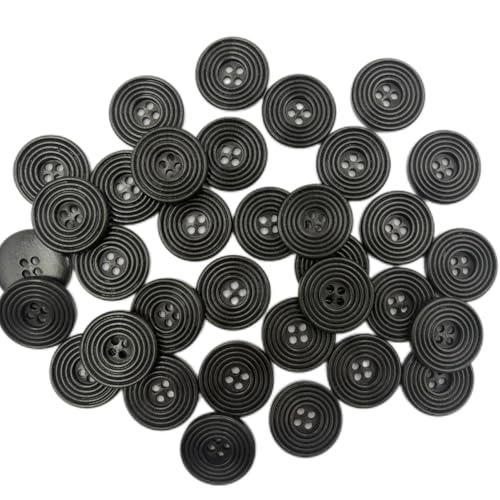 Mahaohao Holzknöpfe zum Nähen und Basteln, 25 mm, braunes geschnitztes rundes Design, 4 Löcher, 50 Stück (schwarz) von mahaohao