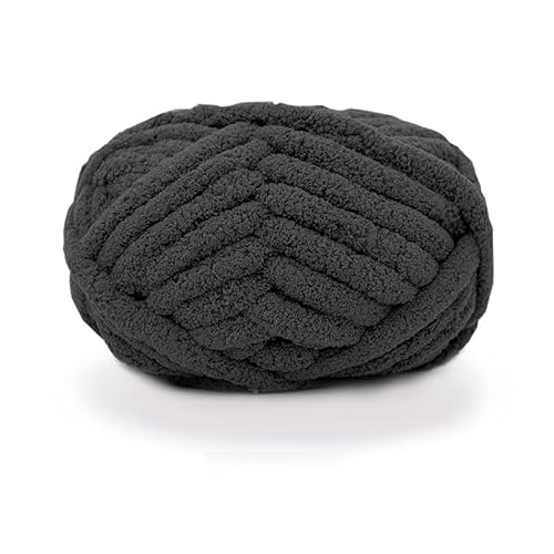 Dicke Wolle, Diameter 2cm Chunky Wool, Grob Gestrickte Kuscheldecke, Roving Garn Zum Handstricken Häkeln, Grobstrick Weiches Wollgarn Haustier Bett Sofa (Schwarz) von maikeduo