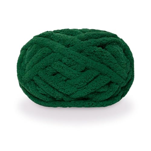 Dicke Wolle, Diameter 2cm Chunky Wool, Grob Gestrickte Kuscheldecke, Roving Garn Zum Handstricken Häkeln, Grobstrick Weiches Wollgarn Haustier Bett Sofa (dunkles Grasgrün) von maikeduo