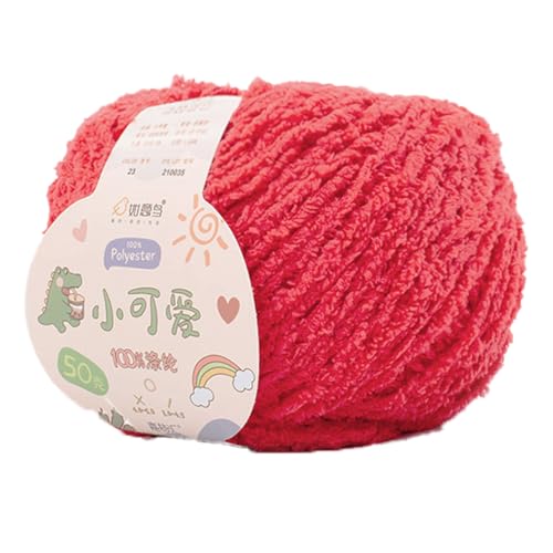 Softy Baumwolle Garn, 50g Garn Zum Häkeln, Garn Zum Häkeln Dickes Garn, Häkelgarn, Strickgarn, Chenille Garn Zum Häkeln100% Polyester (23 leuchtendes Rot) von maikeduo