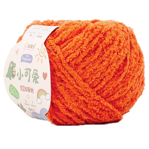 Softy Baumwolle Garn, 50g Garn Zum Häkeln, Garn Zum Häkeln Dickes Garn, Häkelgarn, Strickgarn, Chenille Garn Zum Häkeln100% Polyester (39 Orangerot) von maikeduo