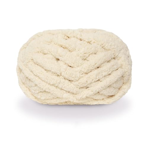 maikeduo Dicke Wolle, Diameter 2cm Chunky Wool, Grob Gestrickte Kuscheldecke, Roving Garn Zum Handstricken Häkeln, Grobstrick Weiches Wollgarn Haustier Bett Sofa (Beige) von maikeduo