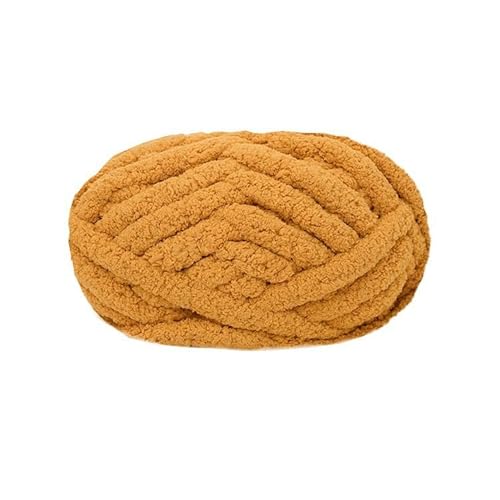 maikeduo Dicke Wolle, Diameter 2cm Chunky Wool, Grob Gestrickte Kuscheldecke, Roving Garn Zum Handstricken Häkeln, Grobstrick Weiches Wollgarn Haustier Bett Sofa (Gelb) von maikeduo