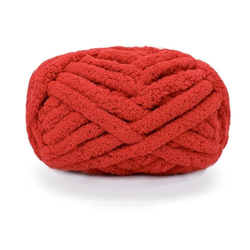 maikeduo Dicke Wolle, Diameter 2cm Chunky Wool, Grob Gestrickte Kuscheldecke, Roving Garn Zum Handstricken Häkeln, Grobstrick Weiches Wollgarn Haustier Bett Sofa (Rot) von maikeduo