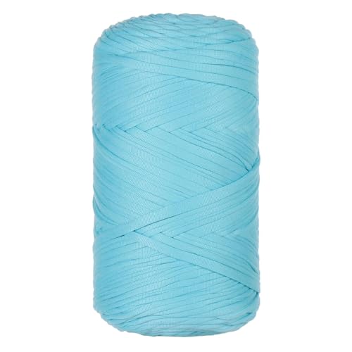 1 Pcs T-Shirt Garn Elastische Stoff Häkeln Tuch Garn Für DIY Stricken, 400g/120m,Strickgarn Für Hand DIY Häkelgarn Für Taschen, Körbe, Decken, Heimdekoration (Blau-D) von maileiduo