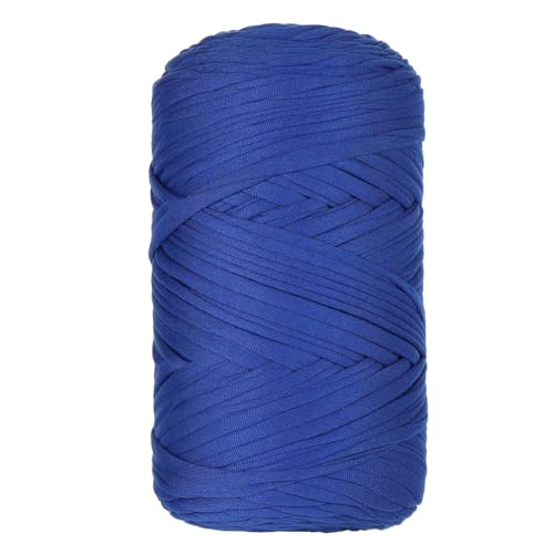 1 Pcs T-Shirt Garn Elastische Stoff Häkeln Tuch Garn Für DIY Stricken, 400g/120m,Strickgarn Für Hand DIY Häkelgarn Für Taschen, Körbe, Decken, Heimdekoration (Blau-E) von maileiduo