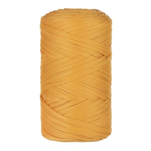 1 Pcs T-Shirt Garn Elastische Stoff Häkeln Tuch Garn Für DIY Stricken, 400g/120m,Strickgarn Für Hand DIY Häkelgarn Für Taschen, Körbe, Decken, Heimdekoration (Gelb-B) von maileiduo