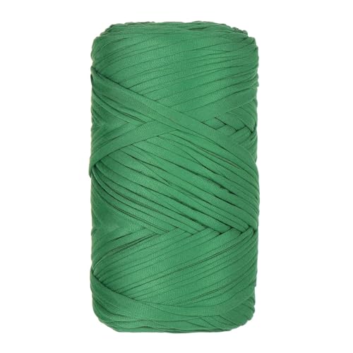 1 Pcs T-Shirt Garn Elastische Stoff Häkeln Tuch Garn Für DIY Stricken, 400g/120m,Strickgarn Für Hand DIY Häkelgarn Für Taschen, Körbe, Decken, Heimdekoration (Grün-A) von maileiduo