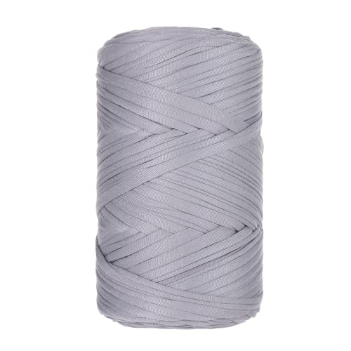 1 Pcs T-Shirt Garn Elastische Stoff Häkeln Tuch Garn Für DIY Stricken, 400g/120m,Strickgarn Für Hand DIY Häkelgarn Für Taschen, Körbe, Decken, Heimdekoration (Hellgrau) von maileiduo