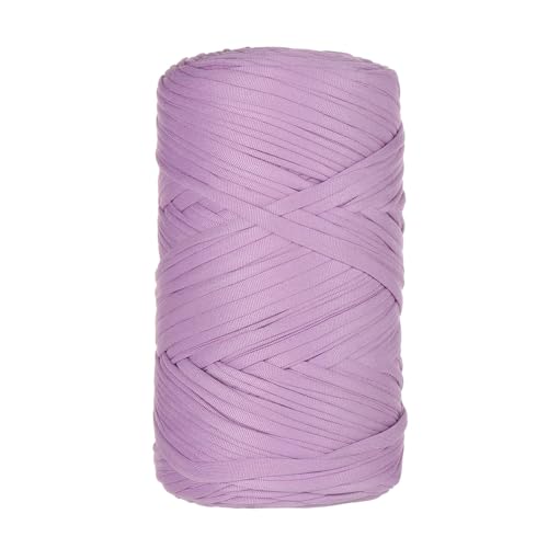 1 Pcs T-Shirt Garn Elastische Stoff Häkeln Tuch Garn Für DIY Stricken, 400g/120m,Strickgarn Für Hand DIY Häkelgarn Für Taschen, Körbe, Decken, Heimdekoration (Lila-A) von maileiduo