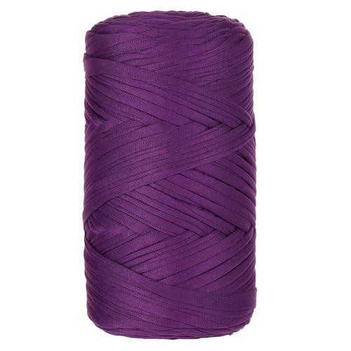 1 Pcs T-Shirt Garn Elastische Stoff Häkeln Tuch Garn Für DIY Stricken, 400g/120m,Strickgarn Für Hand DIY Häkelgarn Für Taschen, Körbe, Decken, Heimdekoration (Lila-B) von maileiduo