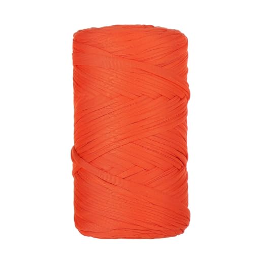 1 Pcs T-Shirt Garn Elastische Stoff Häkeln Tuch Garn Für DIY Stricken, 400g/120m,Strickgarn Für Hand DIY Häkelgarn Für Taschen, Körbe, Decken, Heimdekoration (Orange) von maileiduo