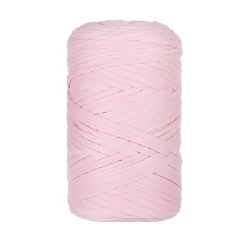 1 Pcs T-Shirt Garn Elastische Stoff Häkeln Tuch Garn Für DIY Stricken, 400g/120m,Strickgarn Für Hand DIY Häkelgarn Für Taschen, Körbe, Decken, Heimdekoration (Rosa-A) von maileiduo