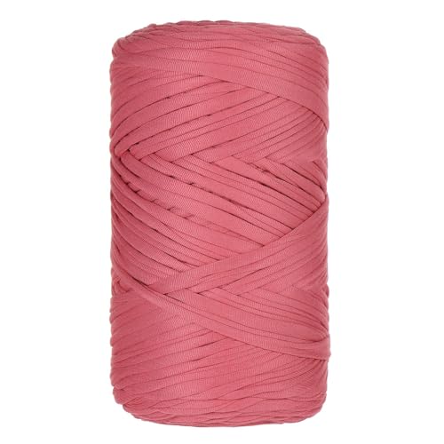 1 Pcs T-Shirt Garn Elastische Stoff Häkeln Tuch Garn Für DIY Stricken, 400g/120m,Strickgarn Für Hand DIY Häkelgarn Für Taschen, Körbe, Decken, Heimdekoration (Rosa-B) von maileiduo