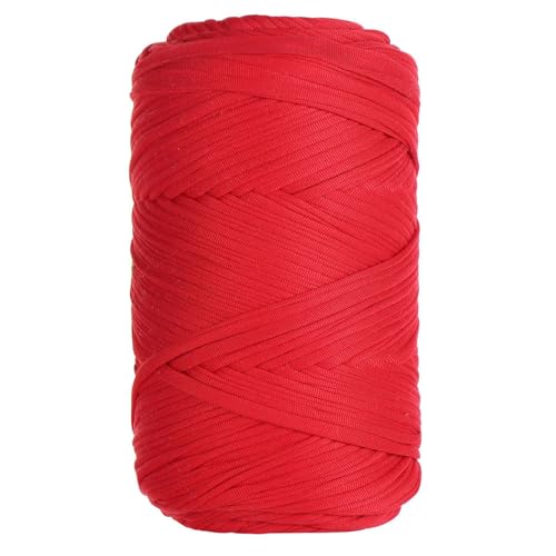 1 Pcs T-Shirt Garn Elastische Stoff Häkeln Tuch Garn Für DIY Stricken, 400g/120m,Strickgarn Für Hand DIY Häkelgarn Für Taschen, Körbe, Decken, Heimdekoration (Rot-A) von maileiduo