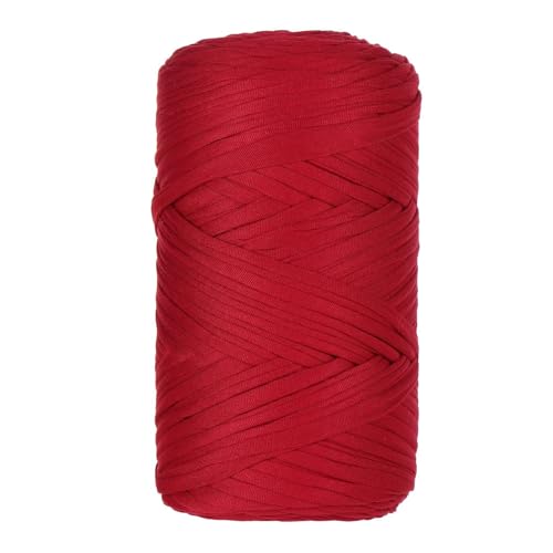 1 Pcs T-Shirt Garn Elastische Stoff Häkeln Tuch Garn Für DIY Stricken, 400g/120m,Strickgarn Für Hand DIY Häkelgarn Für Taschen, Körbe, Decken, Heimdekoration (Rot-B) von maileiduo