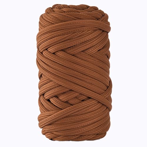 Dicke Wolle Garn 250g, Schlauchgarn Armstricken Knitting Wolle, Für Körbe, Decke, Kissen, Rucksack, Haustierkorb (Braun) von maileiduo