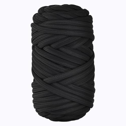 Dicke Wolle Garn 250g, Schlauchgarn Armstricken Knitting Wolle, Für Körbe, Decke, Kissen, Rucksack, Haustierkorb (Schwarz) von maileiduo