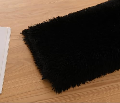 Kunstpelzstoff,100cm X 160cm Kunstfell Zum Basteln,faux Fur Fabric,plüschstoff, Vorgeschnittener Kunstpelzstoff Für Kostüme, Teppiche, Kissen, Nähen, Dekorationen (Schwarz) von maileiduo