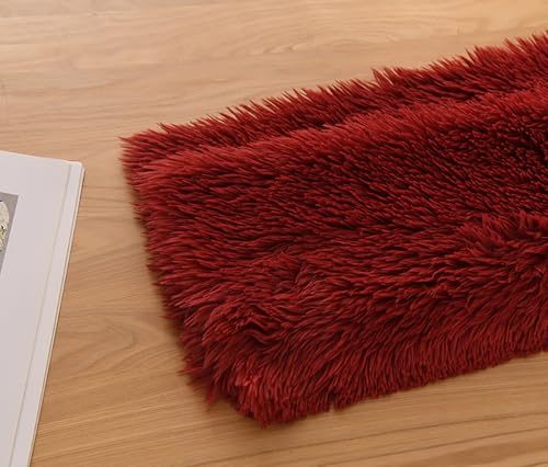 Kunstpelzstoff,100cm X 160cm Kunstfell Zum Basteln,faux Fur Fabric,plüschstoff, Vorgeschnittener Kunstpelzstoff Für Kostüme, Teppiche, Kissen, Nähen, Dekorationen (Weinrot) von maileiduo