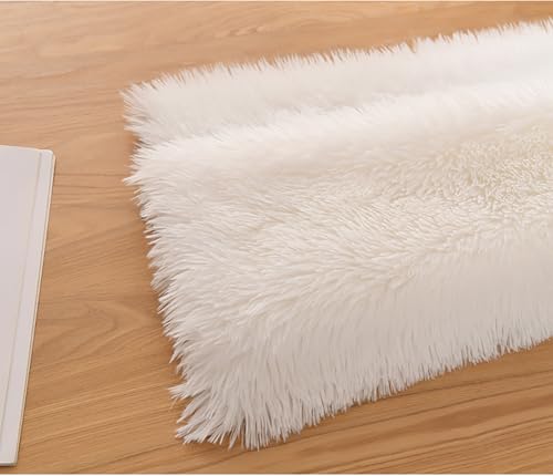 Kunstpelzstoff,100cm X 160cm Kunstfell Zum Basteln,faux Fur Fabric,plüschstoff, Vorgeschnittener Kunstpelzstoff Für Kostüme, Teppiche, Kissen, Nähen, Dekorationen (Weiß) von maileiduo